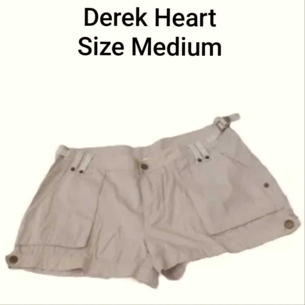 🤎Derek Heart Women's Shorts Medium Beige Cotton Pockets With Zipper